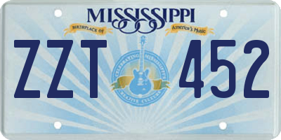 MS license plate ZZT452