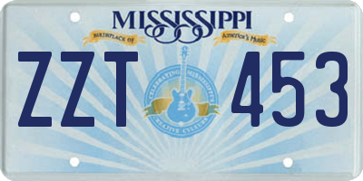 MS license plate ZZT453