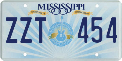 MS license plate ZZT454