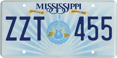 MS license plate ZZT455