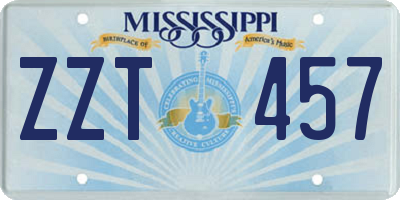 MS license plate ZZT457