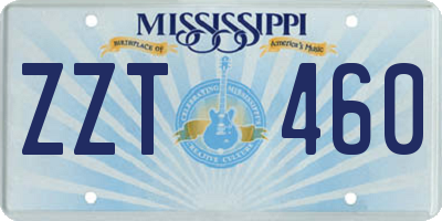 MS license plate ZZT460