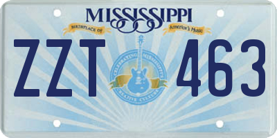 MS license plate ZZT463