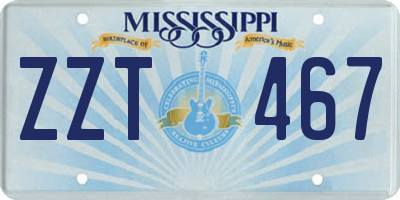 MS license plate ZZT467