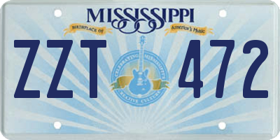 MS license plate ZZT472