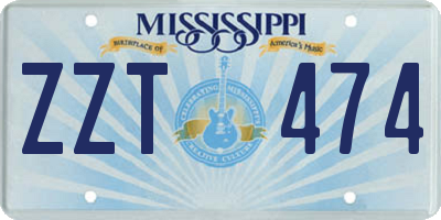 MS license plate ZZT474