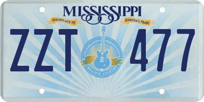 MS license plate ZZT477