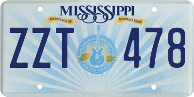 MS license plate ZZT478