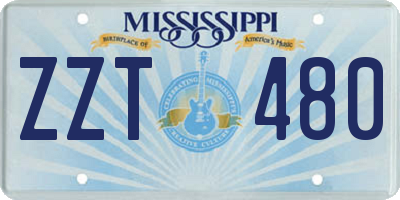 MS license plate ZZT480