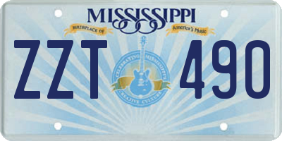 MS license plate ZZT490