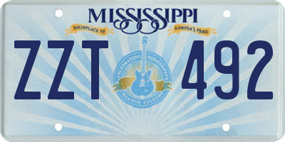 MS license plate ZZT492