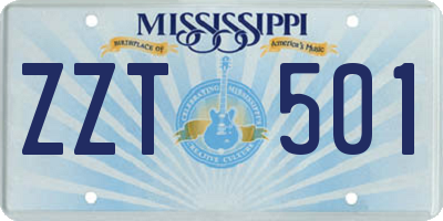 MS license plate ZZT501