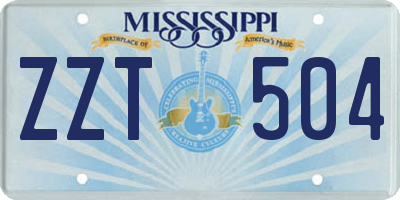 MS license plate ZZT504