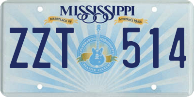 MS license plate ZZT514