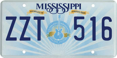 MS license plate ZZT516