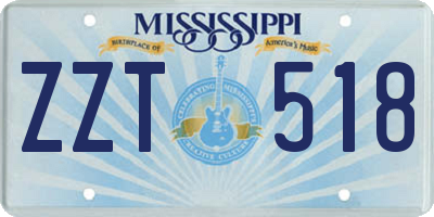 MS license plate ZZT518