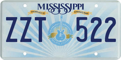 MS license plate ZZT522