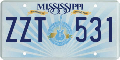 MS license plate ZZT531