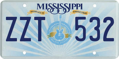 MS license plate ZZT532