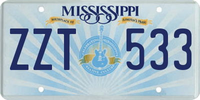 MS license plate ZZT533