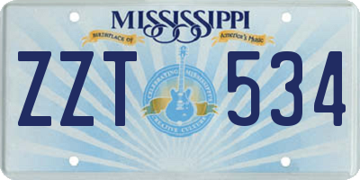 MS license plate ZZT534