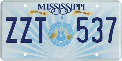 MS license plate ZZT537