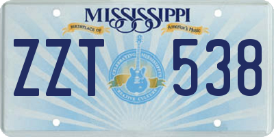 MS license plate ZZT538