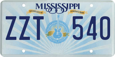 MS license plate ZZT540