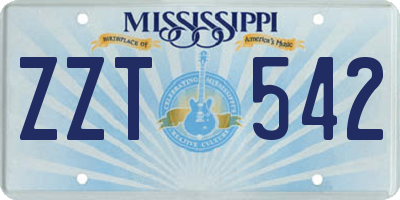 MS license plate ZZT542