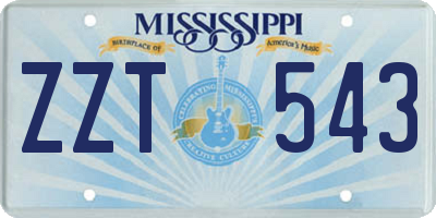 MS license plate ZZT543