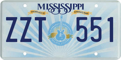 MS license plate ZZT551