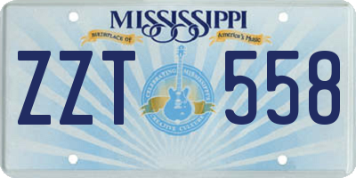 MS license plate ZZT558