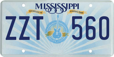 MS license plate ZZT560