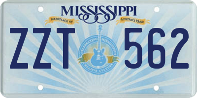 MS license plate ZZT562