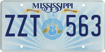 MS license plate ZZT563