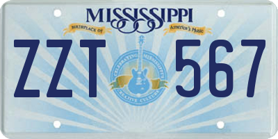 MS license plate ZZT567