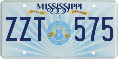 MS license plate ZZT575