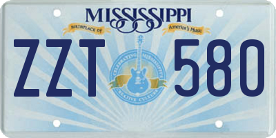 MS license plate ZZT580