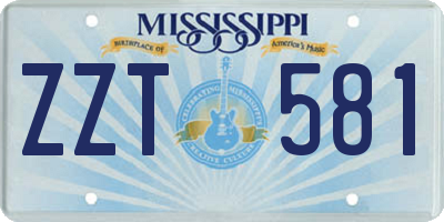 MS license plate ZZT581