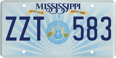 MS license plate ZZT583