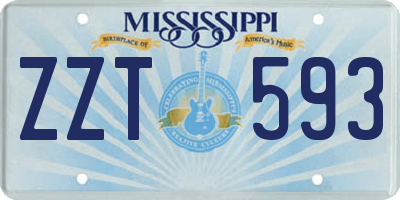 MS license plate ZZT593