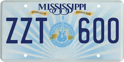 MS license plate ZZT600