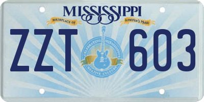 MS license plate ZZT603