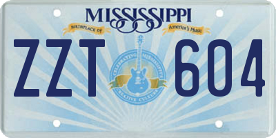 MS license plate ZZT604