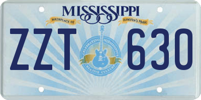 MS license plate ZZT630