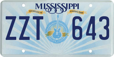 MS license plate ZZT643