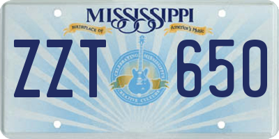 MS license plate ZZT650