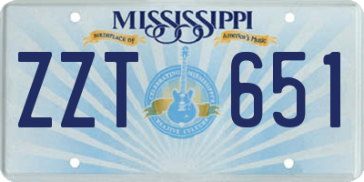 MS license plate ZZT651