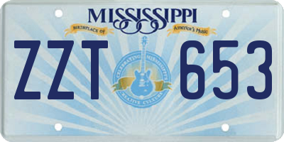 MS license plate ZZT653