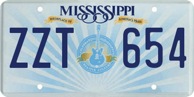 MS license plate ZZT654